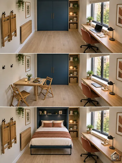 AI concept showing a small room arranged as a workspace