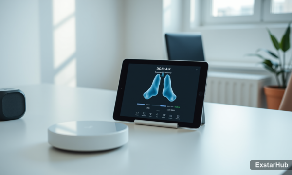 DOJO Air breath training device in a modern workspace setting.