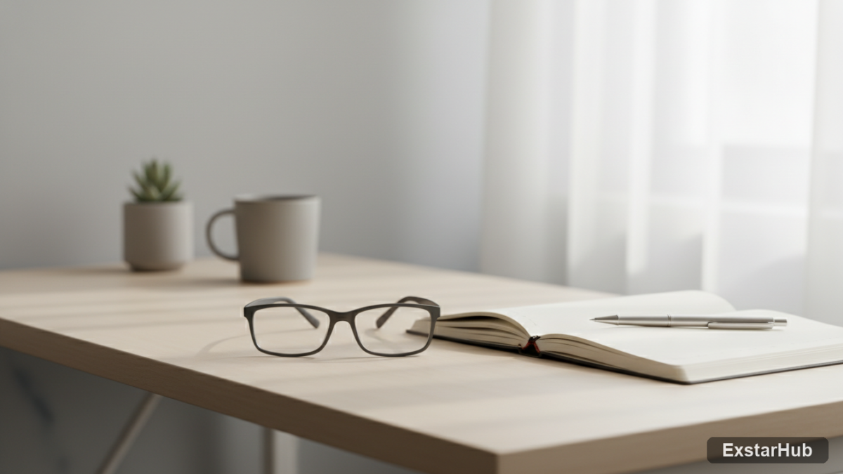 Meta AI glasses on a desk showcasing wearable technology and innovation.