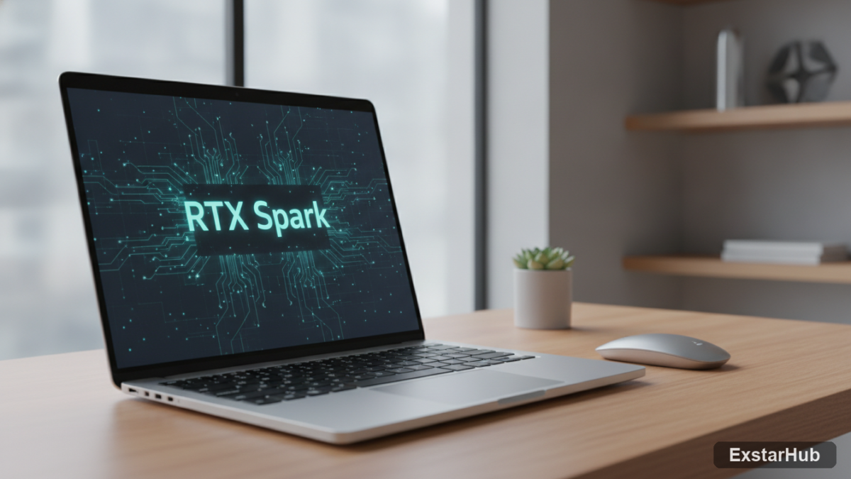 Nvidia RTX Spark chip integrated into a modern laptop for AI computing.