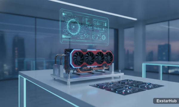 Radeon graphics card on a test bench representing the anticipated AMD RDNA 5 GPU launch.