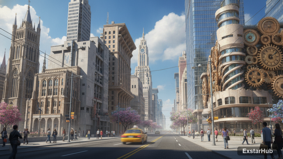 AI-generated city street with a taxi speeding by, illustrating the controversy around Crazy Taxi: World Tour's generative AI.