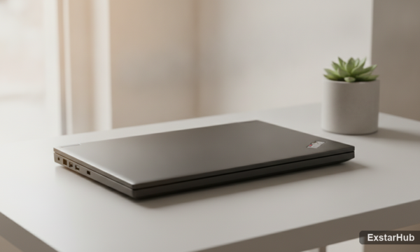 Lenovo ThinkPad T1g Gen 8 laptop in a modern workspace
