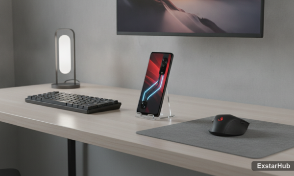Redmagic 11S Pro gaming smartphone on a modern desk.
