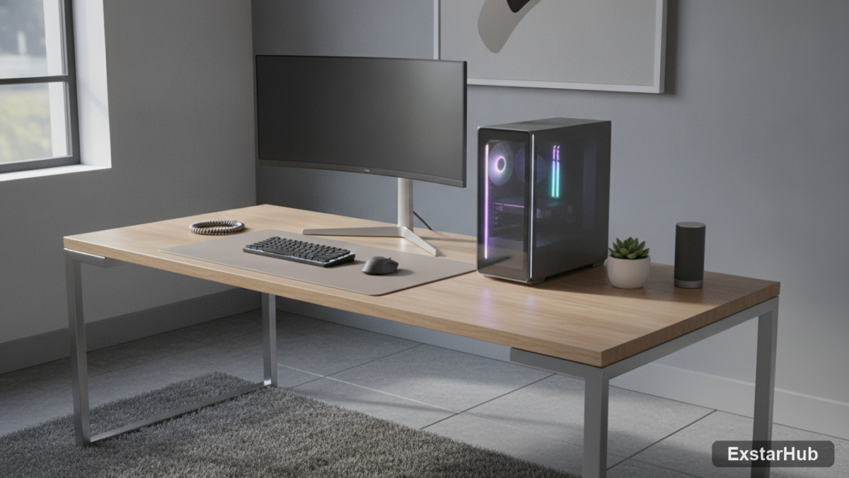 Gaming PC with RGB lighting - a powerful RTX 5070 Ti gaming pc setup.