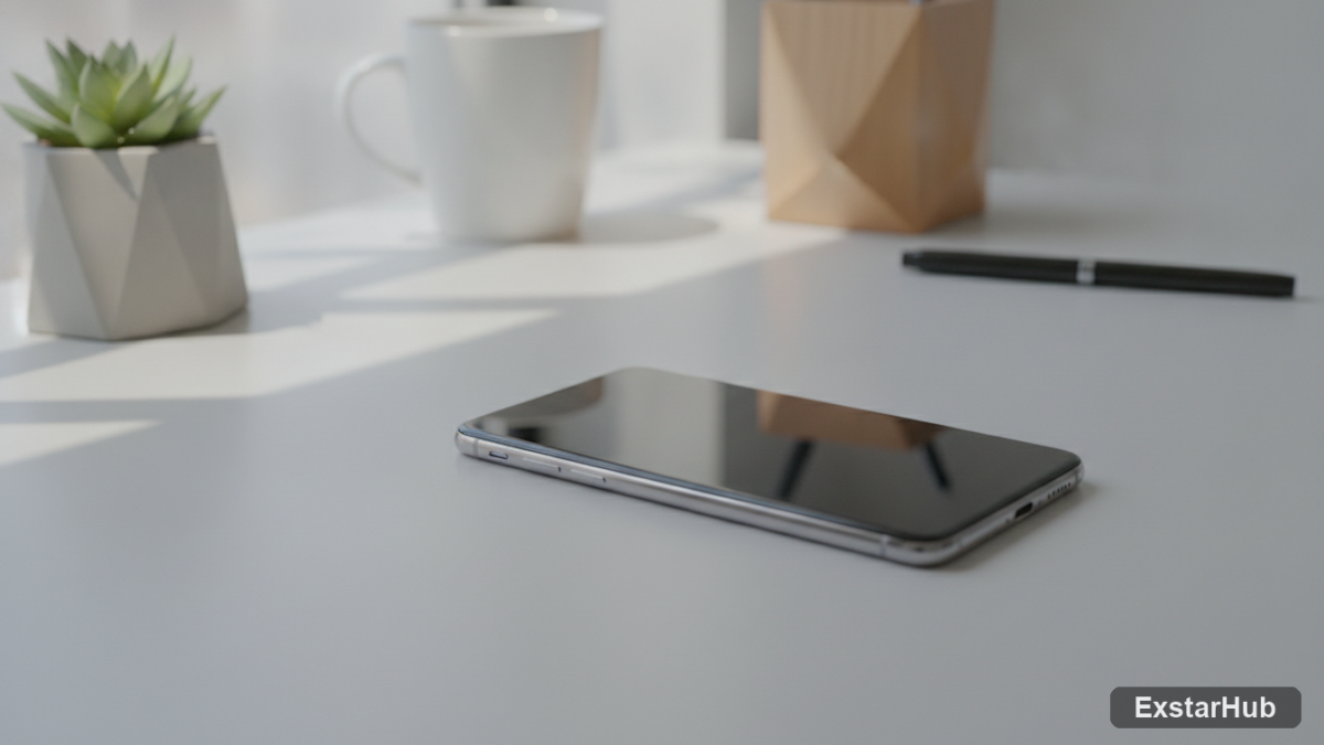 Smartphone on a desk showcasing design and form factor for the Pixel 11.