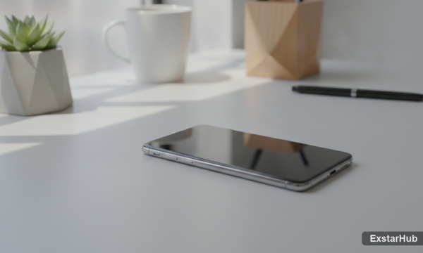 Smartphone on a desk showcasing design and form factor for the Pixel 11.