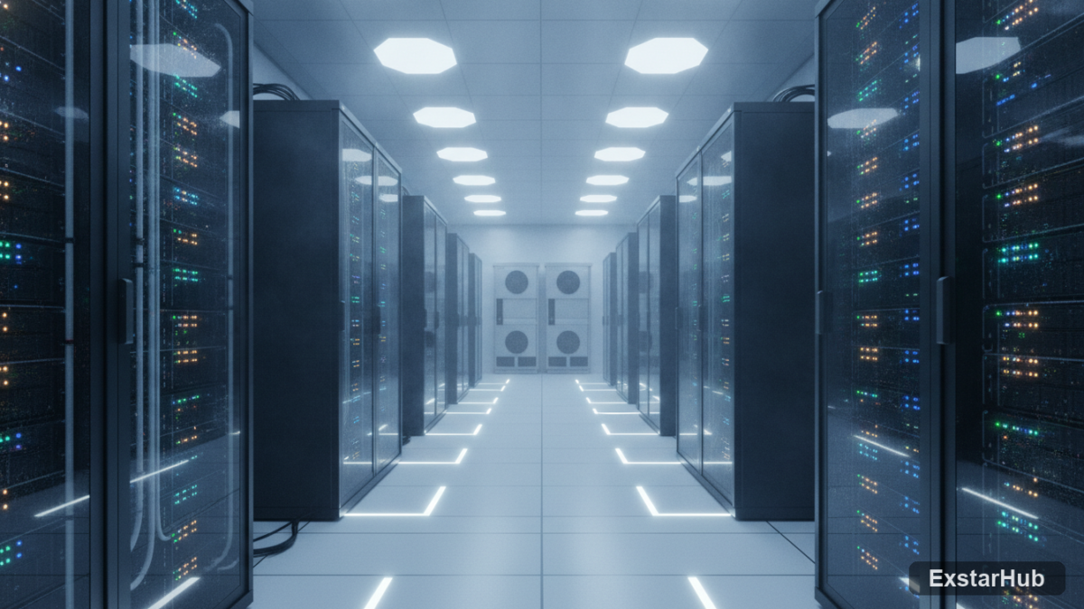 AI server room representing the rapid advancement of artificial intelligence.
