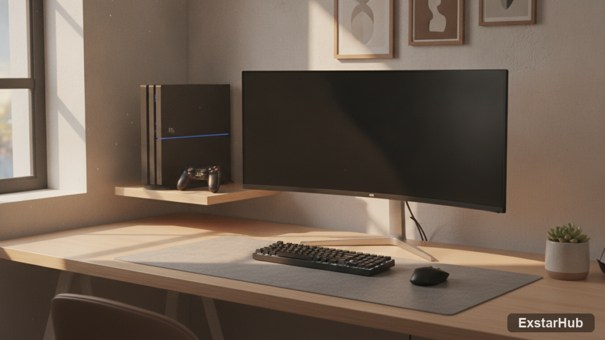 PlayStation 4 console integrated into a modern workspace