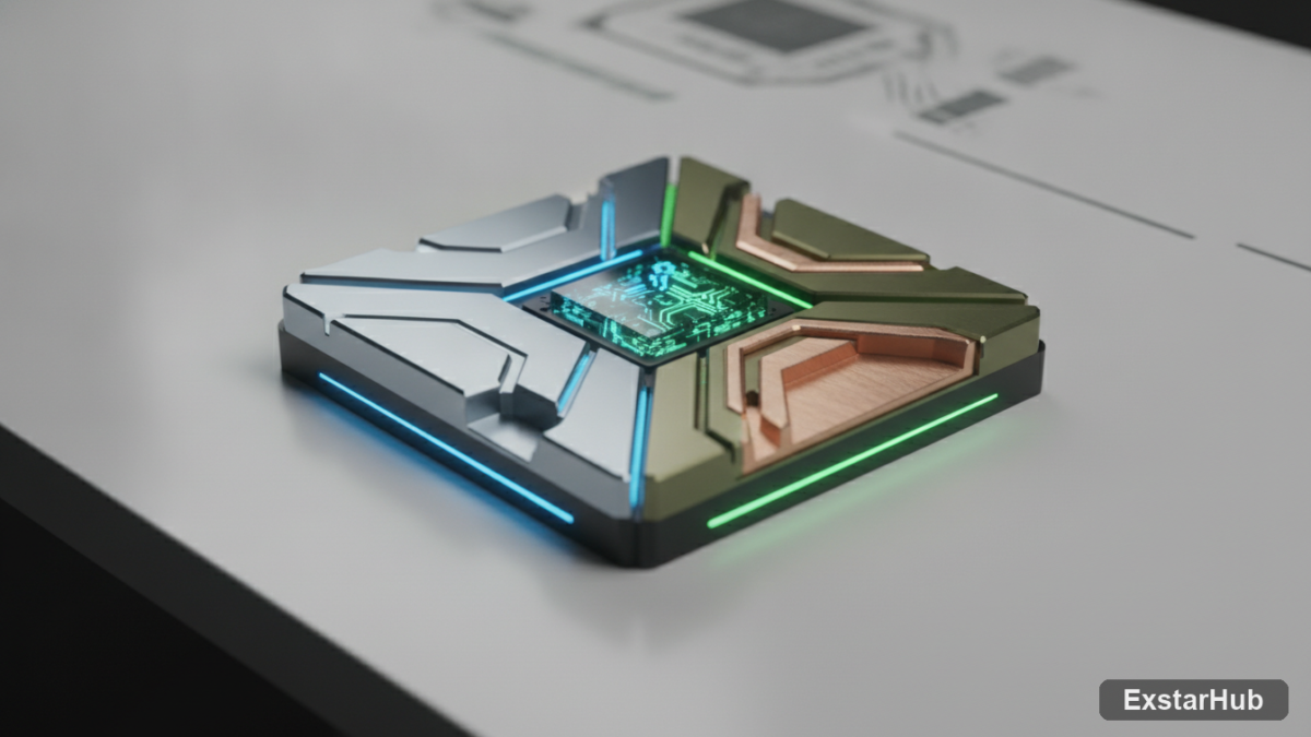 Conceptual Intel and NVIDIA processor design representing a hardware collaboration.