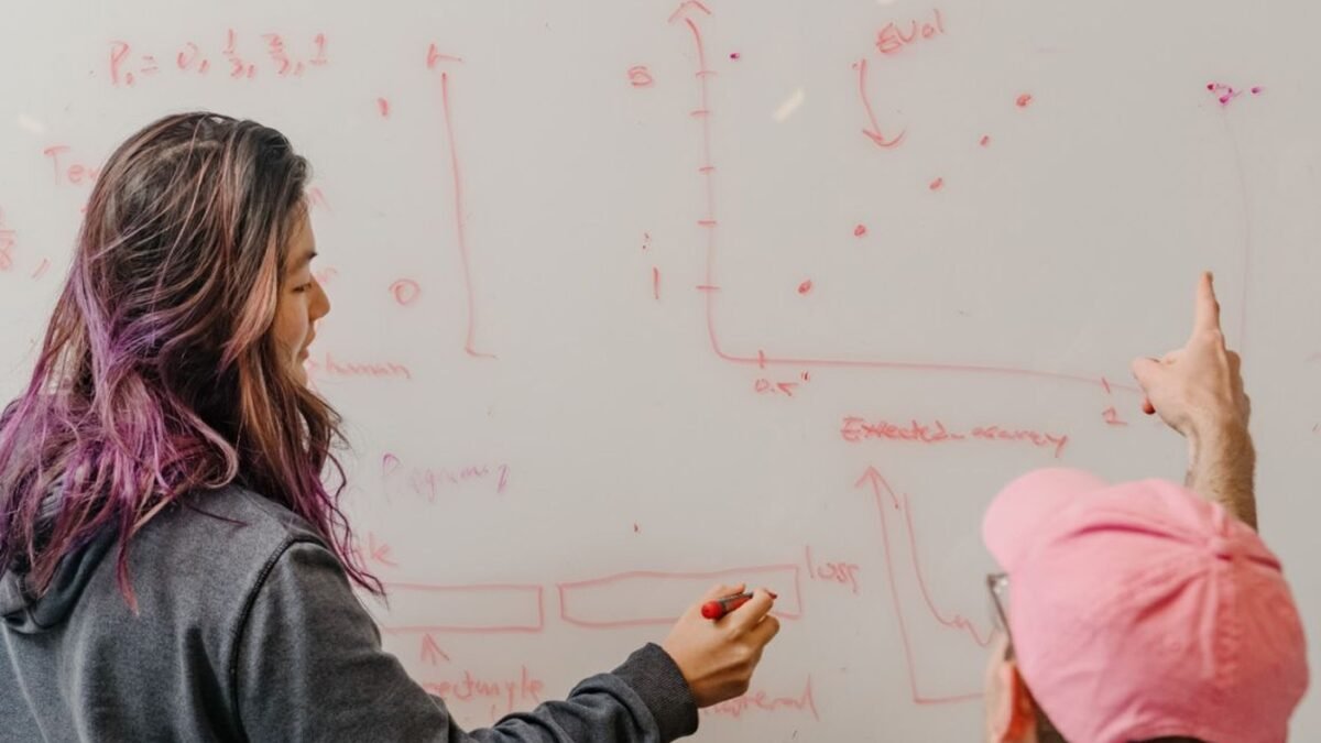 Anthropic employees work around a whiteboard in a photograph from Anthropic’s official Company page; contextual imagery for the company’s cybersecurity-evaluation review.