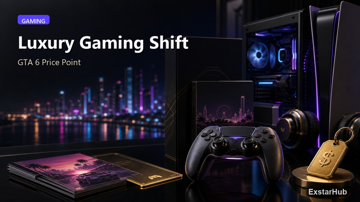 A modern gaming setup with a high-end PC and dual monitors in a dimly lit room.