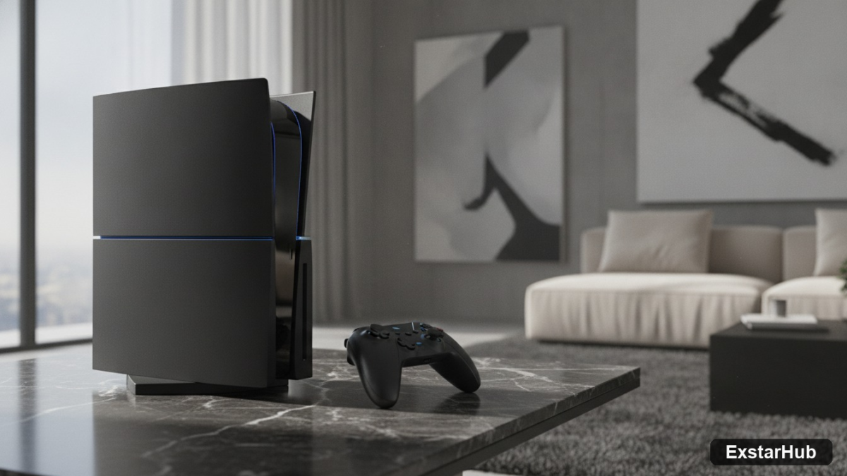 A high-end gaming console on a marble table representing the luxury of modern gaming hardware.