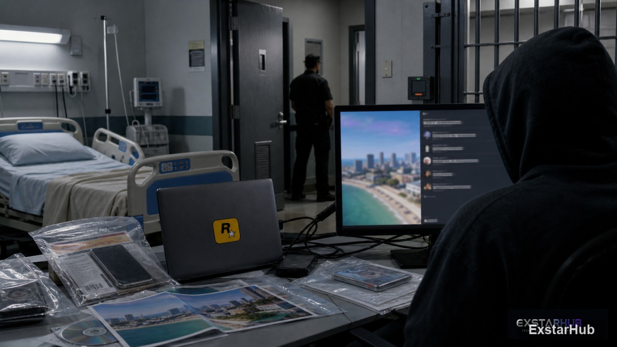 A secure prison corridor representing the current location of the GTA 6 leaker.