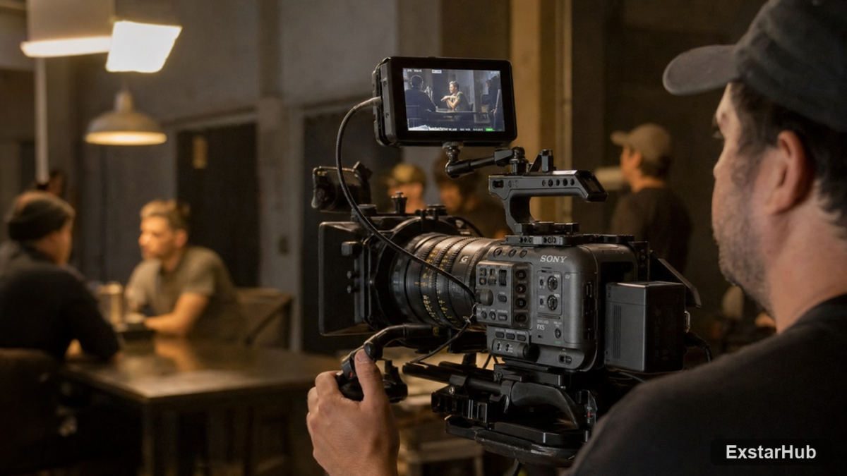 Sony FX5 cinema camera configured on a compact professional filmmaking rig.