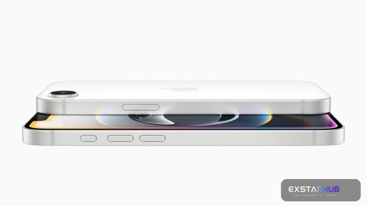 Official Apple Newsroom product image of a white iPhone 16e.