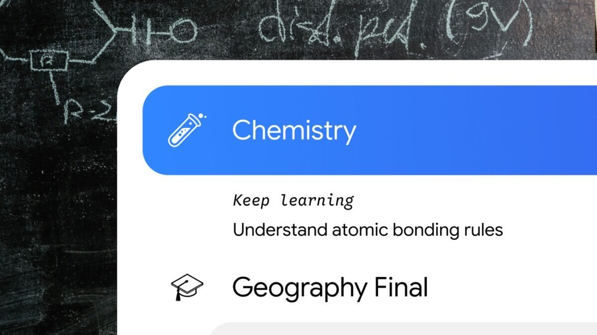 Gemini student offer artwork showing a Chemistry study card on a chalkboard background.