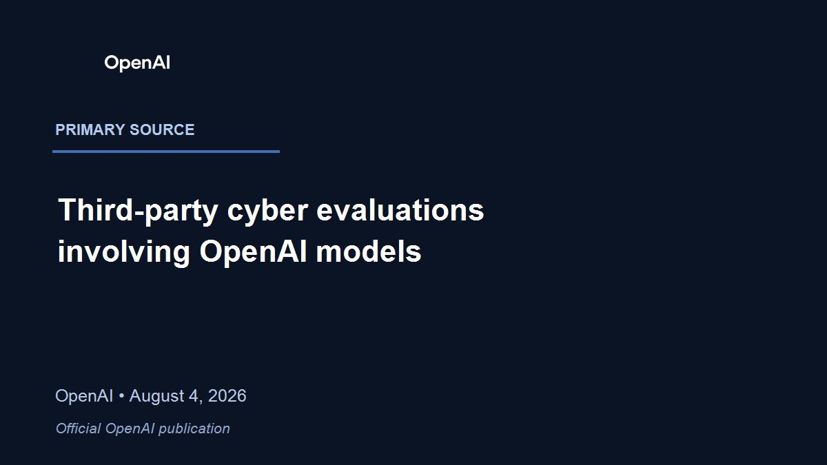 Official OpenAI wordmark and source-title card for OpenAI cyber safeguards and third-party cyber evaluations