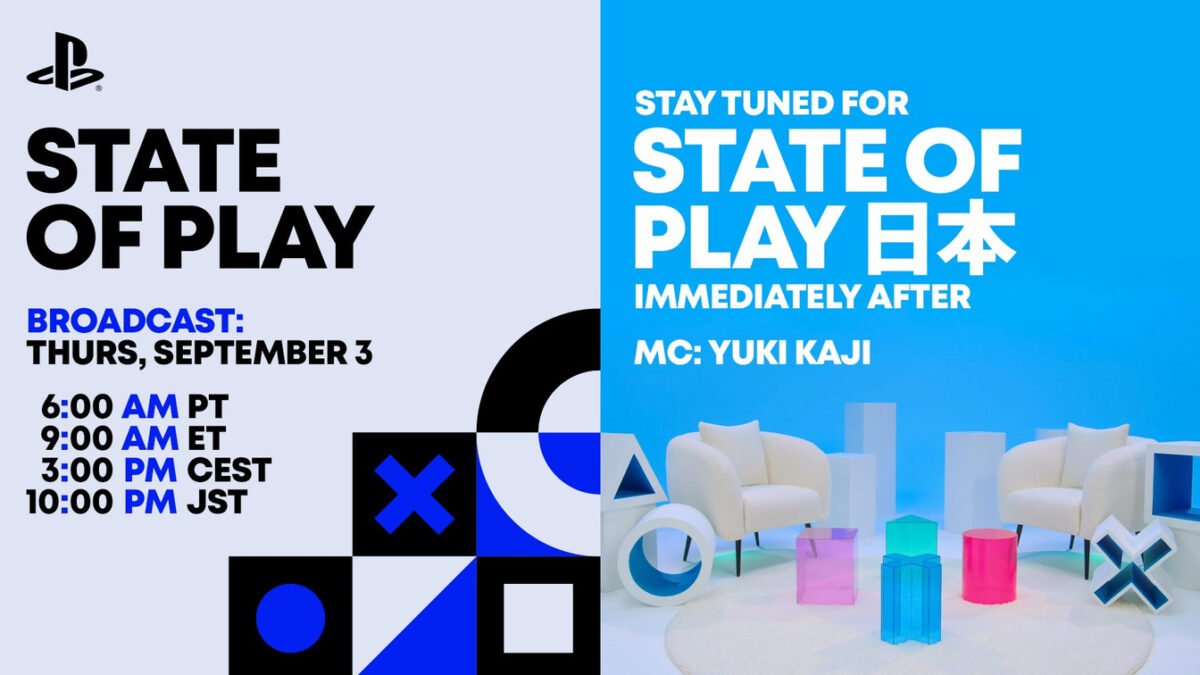 Official PlayStation State of Play September 3 promotional artwork for the paired global and Japan broadcasts.